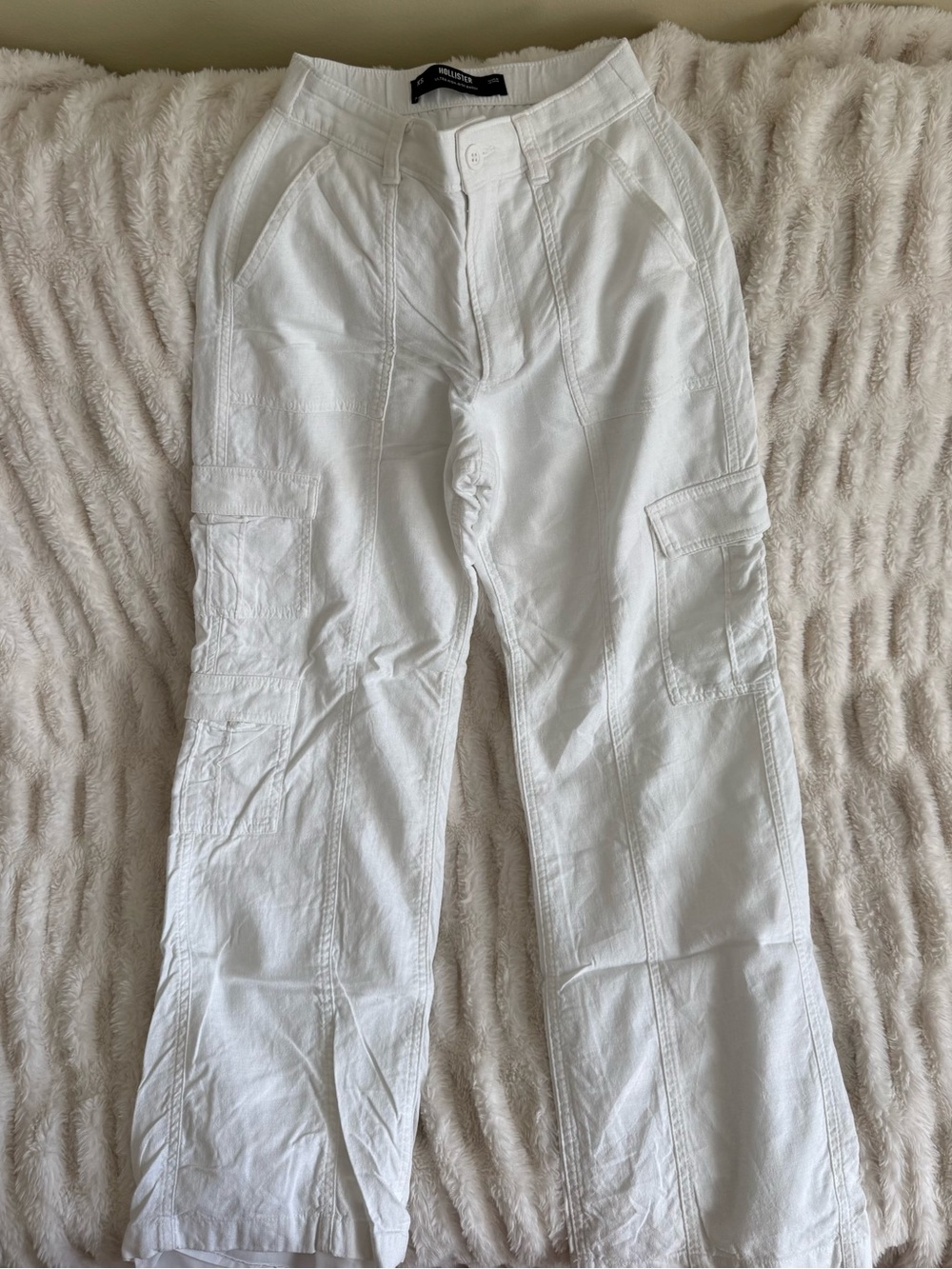 Hollister White Straight Leg Cargo Pants